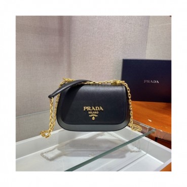 Prada 2020 Women's Leather Shoulder Bag,22cm - 프라다 2020 여성용 레더 숄더백,22cm,PRAB0286,블랙