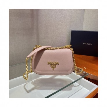 Prada 2020 Women's Leather Shoulder Bag,22cm - 프라다 2020 여성용 레더 숄더백,22cm,PRAB0284,핑크