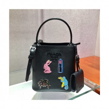Prada 2020 Women's Leather Tote Shoulder Bag,17cm - 프라다 2020 여성용 레더 토트 숄더백,17cm,PRAB0275,블랙