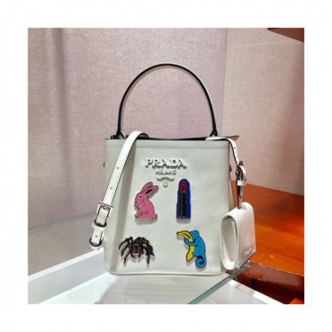 Prada 2020 Women's Leather Tote Shoulder Bag,17cm - 프라다 2020 여성용 레더 토트 숄더백,17cm,PRAB0274,화이트