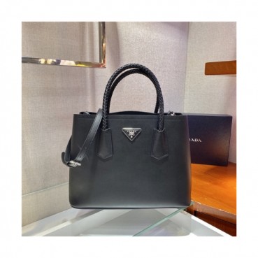 Prada 2020 Women's Leather Tote Shoulder Bag,33cm - 프라다 2020 여성용 레더 토트 숄더백,33cm,PRAB0260,블랙
