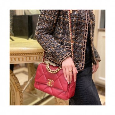 Chanel 2020 Women's Leather Tote Shoulder Bag,26cm - 샤넬 2020 여성용 레더 토트 숄더백,26cm,CHAB1590,레드