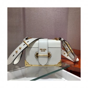 [프라다] Prada 2020 Women's Leather Shoulder Bag,19cm - 프라다 2020 여성용 레더 숄더백,19cm,PRAB0246,화이트