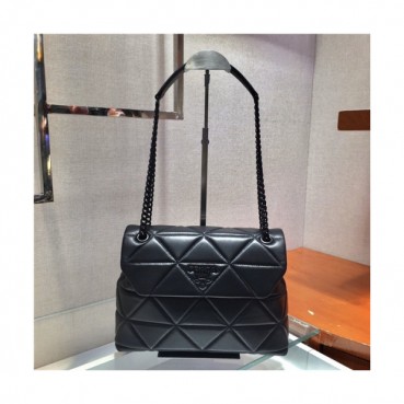 [프라다] Prada 2020 Women's Leather Shoulder Bag,23cm - 프라다 2020 여성용 레더 숄더백,23cm,PRAB0242,블랙