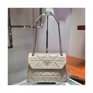 [프라다] Prada 2020 Women's Leather Shoulder Bag,23cm - 프라다 2020 여성용 레더 숄더백,23cm,PRAB0241,베이지