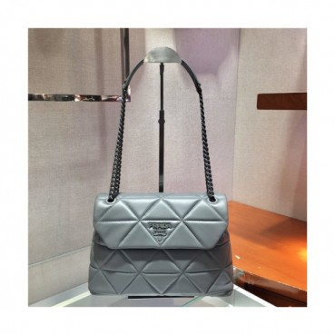 [프라다] Prada 2020 Women's Leather Shoulder Bag,23cm - 프라다 2020 여성용 레더 숄더백,23cm,PRAB0240,그레이