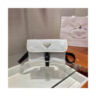 [프라다] Prada 2020 Men's Nylon Shoulder Bag,18cm - 프라다 2020 남성용 네일론 숄더백,18cm,PRAB0234,화이트