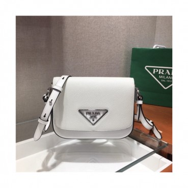 [프라다] Prada 2020 Women's Leather Shoulder Bag,20cm - 프라다 2020 여서용 레더 숄더백,20cm,PRAB0208,화이트
