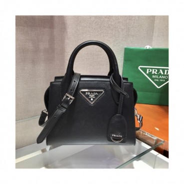 [프라다] Prada 2020 Women's Leather Shoulder Bag,22cm - 프라다 2020 여서용 레더 숄더백,22cm,PRAB0204,블랙