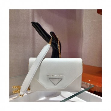 [프라다] Prada 2020 Women's Leatehr Shoulder Bag,20cm - 프라다 2020 여서용 레더 숄더백,20cm,PRAB0194,화이트