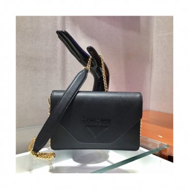 [프라다] Prada 2020 Women's Leatehr Shoulder Bag,20cm - 프라다 2020 여서용 레더 숄더백,20cm,PRAB0193,블랙