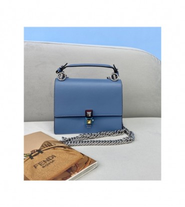 [펜디] Fendi 2020 Women's Leather Shoulder Bag, 19cm - 펜디 2020 여서용 레더 숄더백,19cm, FENB0616,블루
