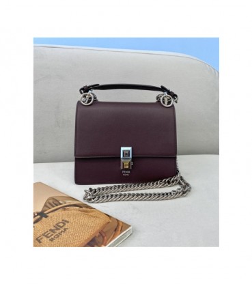 [펜디] Fendi 2020 Women's Leather Shoulder Bag, 19cm - 펜디 2020 여서용 레더 숄더백,19cm, FENB0615,브라운
