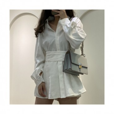 [펜디] Fendi 2020 Women's Leather Shoulder Bag, 19cm - 펜디 2020 여서용 레더 숄더백,19cm, FENB0612,그레이