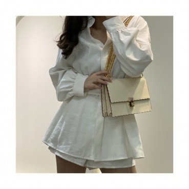 [펜디] Fendi 2020 Women's Leather Shoulder Bag, 19cm - 펜디 2020 여서용 레더 숄더백,19cm, FENB0611,화이트