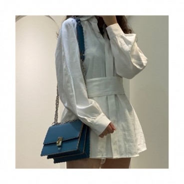 [펜디] Fendi 2020 Women's Leather Shoulder Bag, 19cm - 펜디 2020 여서용 레더 숄더백,19cm, FENB0610,블루