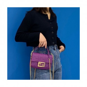 [펜디] Fendi 2020 Women's Leather Shoulder Bag, 19cm - 펜디 2020 여서용 레더 숄더백,19cm, FENB0601,퍼플