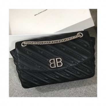 [발렌시아가]  Balenciaga 2020 BB Round Shoulder Bag,26cm - 발렌시아가 2020 비비 라운드 숄더백,26cm,BGB0636,블랙