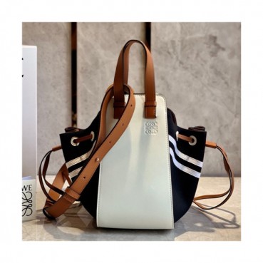 [로에베] Loevve 2020 Women's Hammock Shoulder Bag,14cm - 로에베 2020 여성용 해먹 숄더백, 14cm, LOEB0448, 블랙+화이트