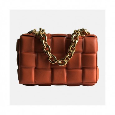 [보테가 베네타] Bottega Veneta 2020 Women's The Chain Shoulder Bag,27cm - 보테가 베네타 2020 여성용 더 체인 숄더백,27cm, BVB0605,오렌지