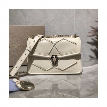 [블가리] Bvlgari 2020 Women's Leather Serpant Diamond Shoulder Bag,24cm - 블가리 2020 여성용 레더 서펜트 다이아몬드 숄더백,23cm,BVLB0263,화이트
