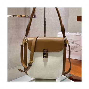 [프라다] Prada 2020 Women's Shoulder Bag,20.5cm - 프라다 2020 여성용 숄더백,20.5cm, PRAB0163,베이지