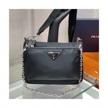 [프라다]Prada 2021 Women's Nylon Tote Shoulder Bag 23cm - 프라다 2021 여성용 나일론 토트 숄더백 23cm, PRAB0150, 블랙