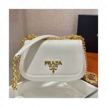 [프라다]Prada 2021 Women's Leather Shoulder Bag 22cm - 프라다 2021 여성용 레더 숄더백 22cm, PRAB0147, 화이트