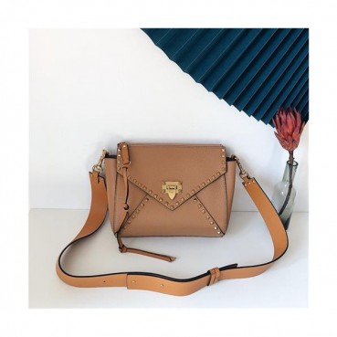 [발렌티노] Valentino Leather Garavani Rockstud Hype Shoulder Bag 26cm - 발렌티노 가라바니 락스터드 숄더백 VTB1032, 26cm, 브라운