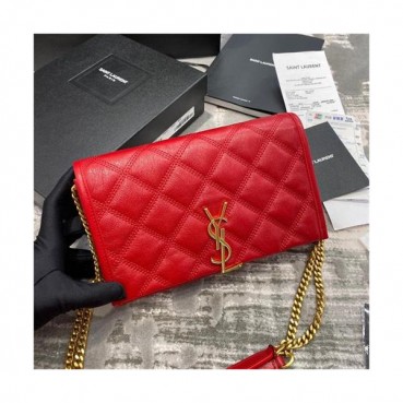 [입생로랑] Saint Laurent Custom Women Becky Quilting Shoulder Bag 22.5cm - 입생로랑 커스텀급 벡키 퀄팅 숄더백 SLB0580, 22.5cm, 레드