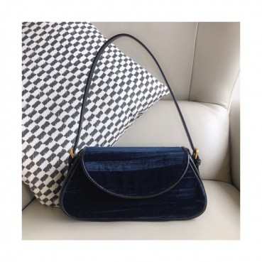 By Far 2020 Velvet Tote Shoulder Bag,29cm - 바이 파 2020 벨벳 토트 숄더백 BYFB0078,29cm,네이비