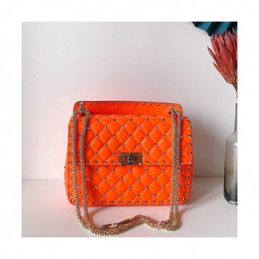 Valentino 2020 Leather Garavani Rockstud Spike Tote Shoudler Bag,24CM - 발렌티노 2020 레더 가라바니 락스터드 스파이크 토트 숄더백,VTB1015,24CM,오렌지