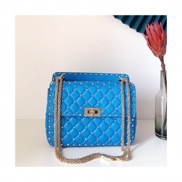 Valentino 2020 Leather Garavani Rockstud Spike Tote Shoudler Bag,24CM - 발렌티노 2020 레더 가라바니 락스터드 스파이크 토트 숄더백,VTB1014,24CM,블루