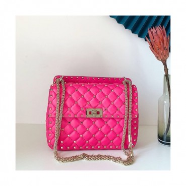 Valentino 2020 Leather Garavani Rockstud Spike Tote Shoudler Bag,24CM - 발렌티노 2020 레더 가라바니 락스터드 스파이크 토트 숄더백,VTB1013,24CM,핑크