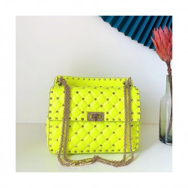 Valentino 2020 Leather Garavani Rockstud Spike Tote Shoudler Bag,24CM - 발렌티노 2020 레더 가라바니 락스터드 스파이크 토트 숄더백,VTB1012,24CM,옐로우