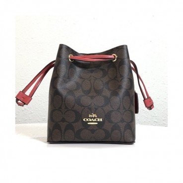 Coach 2020 PVC Bucket Shoulder Bag,20cm - 코치 2020 PVC 버킷 숄더백 COAB0261,20cm,브라운