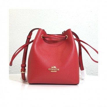 Coach 2020 Leather Bucket Shoulder Bag,20cm - 코치 2020 레더 버킷 숄더백 COAB0258,20cm,레드