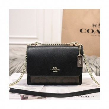 Coach 2020 Ladies Leather Shoulder Bag,22cm - 코치 2020 여성용 레더 숄더백 COAB0246,22cm,블랙