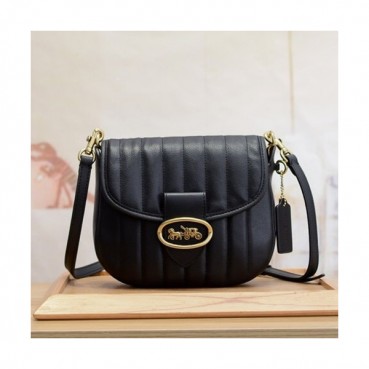 Coach 2020 Ladies Leather Shoulder Bag,22cm - 코치 2020 여성용 레더 숄더백 COAB0245,22cm,블랙