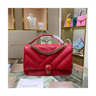 Bvlgari 2020 Serpenti Cabochon Chain Shoulder Bag,22.5CM - 불가리 2020 세르펜티 카보숑 체인 숄더백,BVLB0250,22.5cm,레드