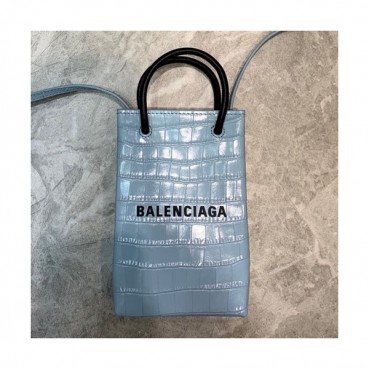 Balenciaga 2020 Leather Super Mini Tote Shoulder Bag / Phone Bag,18CM - 발렌시아가 2020 여성용 레더 슈퍼 미니 토트 숄더백 / 폰 백,BGB0611,18CM,스카이블루