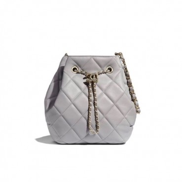 Chanel 2020 Leather Bucket Shoulder Bag ,18CM - 샤넬 2020 레더 버킷 숄더백  CHAB1563,18CM,그레이