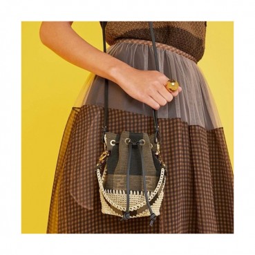 Fendi 2020 Mon Tresor Bucket Tote Shoulder Bag ,18CM - 펜디 2020 몬 트레조 버킷 토트 숄더백  FENB0565,18CM,브라운