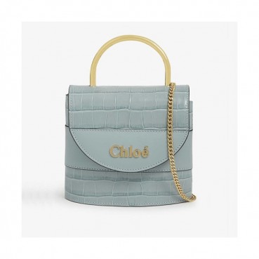 Chole 2020 Aby Lock Leather Tote Shoulder Bag, 17cm -  끌로에 2020 애비 락 레더 토트 숄더백,CLB0206,17cm,스카이블루