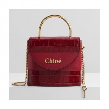 Chole 2020 Aby Lock Leather Tote Shoulder Bag, 17cm -  끌로에 2020 애비 락 레더 토트 숄더백,CLB0205,17cm,레드