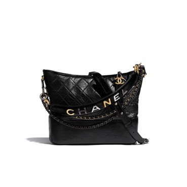 Chanel 2020 Gabrielle Hobo Leather Shoulder Bag ,28CM - 샤넬 2020 가브리엘 호보 레더 숄더백,CHAB1558,28CM,블랙
