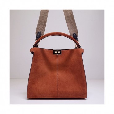 Fendi 2020 Suede Tote Shoulder Bag ,30CM - 펜디 2020 스웨이드 여성용 토트 숄더백  FENB0564,30CM,오렌지브라운