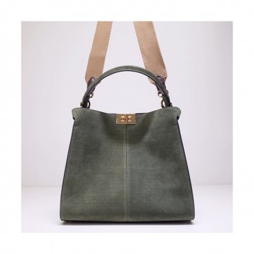 Fendi 2020 Suede Tote Shoulder Bag ,30CM - 펜디 2020 스웨이드 여성용 토트 숄더백  FENB0563,30CM,그린