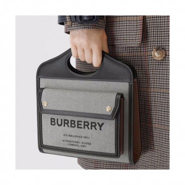 Burberry 2020 Canvas & Leather Shoulder Bag, 26cm - 버버리 2020 여성용 캔버스 & 레더 숄더백 ,BURB0501,26cm,그레이