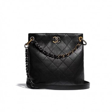 Chanel 2020 Leather Bucket Shoulder Bag ,24CM - 샤넬 2020 레더 버킷 숄더백  CHAB1556,24CM,블랙